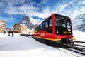 Swiss ski Alpine mountain resort with famous Eiger, Monch and Ju