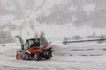 Swiss snow removal work in cold winter