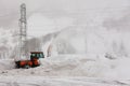 Swiss snow removal work in cold winter