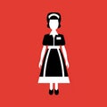 Swiss Style Black Maid Icon: Retro Isotype Pictogram