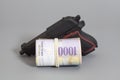 Swiss thousand francs in a roll and gun