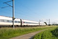 Swiss tilting train SBB ICN RABDe 500 passing through countryside