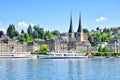 Swiss town and lake Lucerne Royalty Free Stock Photo