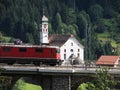 Swiss Train on Bridge at Wassen