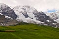 Swiss train climbing up Alps Royalty Free Stock Photo