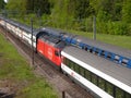Swiss Passenger Trains Crossing