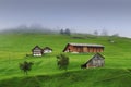 Swiss village under the cloud Royalty Free Stock Photo