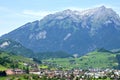Swiss Village View of Stans with mountain Stanserhorn