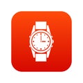 Swiss watch icon digital red