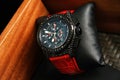 Swiss watches on blurred background of watch box Royalty Free Stock Photo
