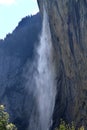 Swiss waterfall in the village of Lauterbrunnen