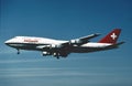 Swissair Boeing B-747 landing at Los Angeles August 1993.