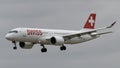Swissair Bombardier landing Royalty Free Stock Photo