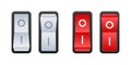 Switch Button Icons Showing Off and On States in Grey and Red. Vector stock illustration Royalty Free Stock Photo