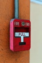 Switch fire alarm on brick wall Royalty Free Stock Photo