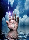 Switch on hand electric jolt Royalty Free Stock Photo