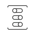 Switch icon in line design. Switch, toggle, button, on, off, control, settings on white background vector. Switch icon