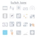 Switch icon set in flat color style