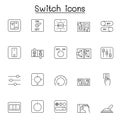 Switch icon set in thin line style Royalty Free Stock Photo