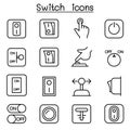 Switch icon set in thin line style Royalty Free Stock Photo