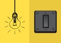 switch lamp light on yellow background