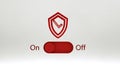 Switch on and off the button security 3d illustration