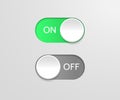 Switch off on button. Vector blue toggle mobile app. Vector power slider. Royalty Free Stock Photo