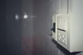 Switch on - off Light with plug outlet and breaker electrical appliance at home