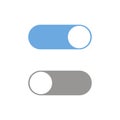 Switch on or off. Toggle to enable or disable. Switcher on device to control mode. Sliding element. Dark and day mode. Vector EPS