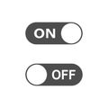 Switch on or off. Toggle to enable or disable. Switcher on device to control mode. Sliding element. Dark and day mode. Vector EPS