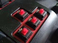 switch red keyboard mechanical black background blur lamp led Royalty Free Stock Photo