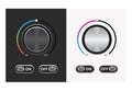 Switch round knob button. On dark and white background.