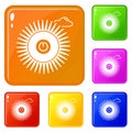 Switch sun off icons set vector color Royalty Free Stock Photo