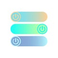 Switch toggle button Off ON or round button. Power switch icon. Button symbol sign in black, white, colour design concept on