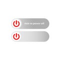 Switch toggle button in red, grey Off or round button. Power switch icon. Button symbol sign in modern colour design concept on