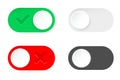 Switch toggle buttons. Realistic switch toggle buttons, set or tree sliders in ON and OFF
