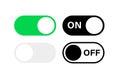 Switch toggle buttons ON OFF. Vector isolated web elements. Mobile app interface switch buttons and icon. Stock vector
