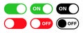 Switch toggle buttons ON OFF. Vector isolated web elements. Mobile app interface switch buttons and icon. Stock vector Royalty Free Stock Photo