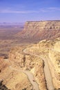 The switchback dirt road to Mule Point near Gooseneck State Park in Utah Royalty Free Stock Photo