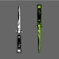 Switchblade knife dagger duo