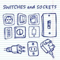 Switchers on copybook background. Royalty Free Stock Photo