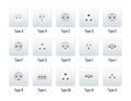 Switches and sockets set. All types. AC power sockets realistic illustration Royalty Free Stock Photo