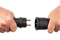 Switching Disconnecting an Electrical Plug Royalty Free Stock Photo