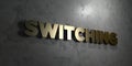 Switching - Gold text on black background - 3D rendered royalty free stock picture