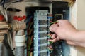 Switching signal wires in the home`s heating system control.