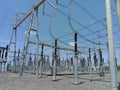 High voltage switchyard and electrical power substation Royalty Free Stock Photo