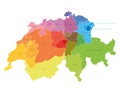 Switzerland - administrative map of cantons Royalty Free Stock Photo