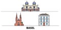 Switzerland, Basel flat landmarks vector illustration. Switzerland, Basel line city with famous travel sights, skyline Royalty Free Stock Photo