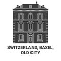 Switzerland, Basel, Old City travel landmark vector illustration