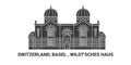 Switzerland, Basel , Wildt'sches Haus, travel landmark vector illustration